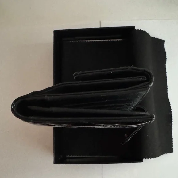 CHANEL - Black Patent Quilted Leather Flap Wallet - Picture 7 of 12